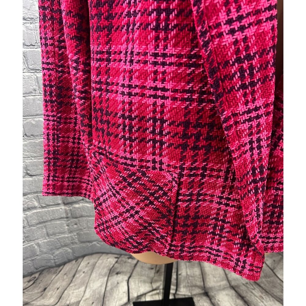 J. Jill Chenille Plaid Blazer Jacket 2X  Cherry Multi Pink NWT Open Front - Picture 4 of 9